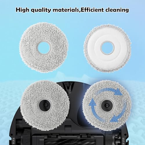 Image of 8 Pack Mop Pads for Dreame L40 /X40 /X50 /L50 /X30 /L20 /L40s Ultra /L10s Pro Ultra /L10s Ultra Gen2 /X60 Max Ultra, for Mova V50 /E40 /P10 /P50 Pro Ultra, Robot Vacuum Reusable Microfiber Mop Cloth Accessories