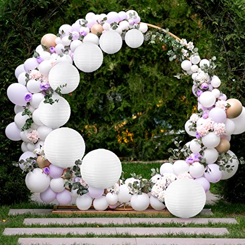 30 Pack White Round Paper Lanterns Chinese Decorative Hanging Paper Lanterns for Wedding Party Decorations 4'' 6'' 8'' 10'' 12'' with Hanging Line