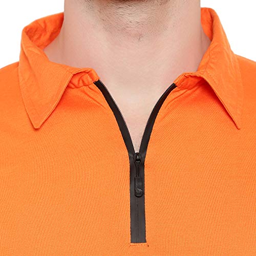 Image of Men's Cotton Blend Full Sleeve Zip Neck Polo T-Shirt (Pack of 1)