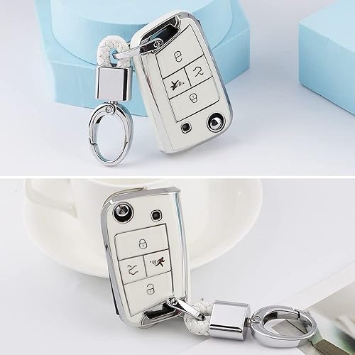 Miniatura 3 de 1797 TPU05 - Funda para llavero de TPU color blanco plateado, Blanco