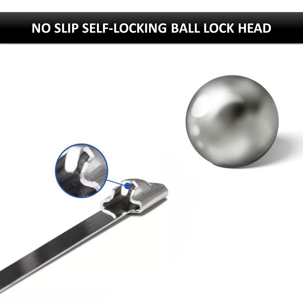 Kable Kontrol 50 fascette stringicavo in acciaio inox, 680 mm x 12 mm, 27 pollici, autobloccanti, in acciaio inox 304, per uso industriale e domestico