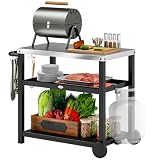 Outsunny Carrito de Parrilla de 3 Niveles con 2 Ruedas y Asa Gris Carbón