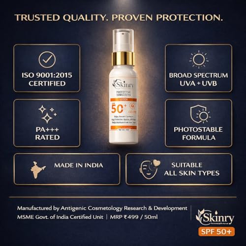 Image of Protective Sunscreen Lotion SPF 50+ PA+++ | Non-Sticky Matte Brightening Formula | UVA UVB Protection | Suitable for All Skin Types | Daily Use Moisturizing Sunscreen | 50ml