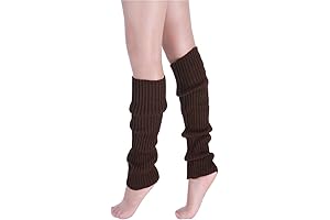 Women Juniors Knitted Brown Leg Warmers 16" Neon Party Dance Sports Fitness...