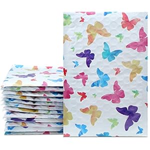 UCGOU Bubble Mailers 4×8 Inch Colorful Butterfly 50 Pack Poly Padded Envelopes Small Business Mailing Packaging Self…