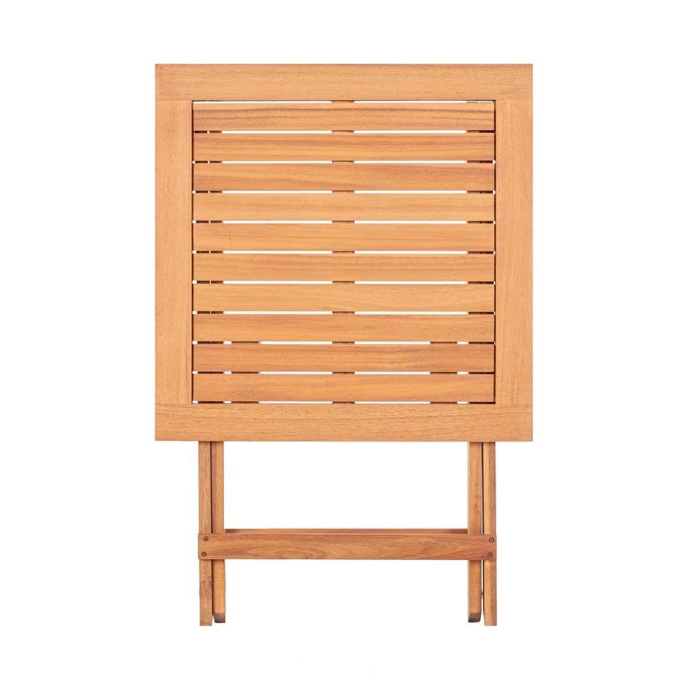 LOLAhome Mesa de jardín Resistente y Plegable Cuadrada de 60x60x72 cm, para 2-4 Personas | De Madera natual sostenible de Acacia con FSC | para Exterior, jardín, terraza, balcón o Piscina | Kate