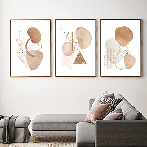 Affiches modernes terracotta pour salon chaleureux | Lot de 3 toiles abstraites scandinaves