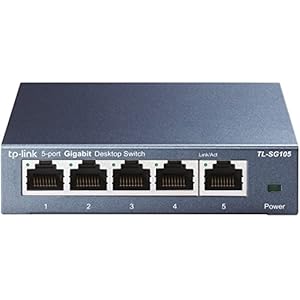 TP-Link TL-SG105 5-Ports Gigabit Netzwerk Switch (bis 2000 MBit/s im Vollduplexmodus, geschirmte RJ-45 Ports…