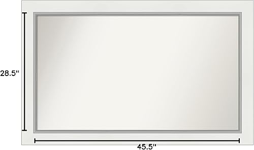 Miniatura 6 de Amanti Art Espejo de baño blanco para sobre el fregadero, 29 x 46 pulgadas, espejo rectangular de EVA blanco y plateado, marco de madera moderno