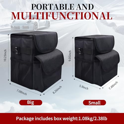 Image of Car Trash Can With Lid, Hanging Car Trash Can Size Combination 2 Sets, Can Be Hung In The Back /Front Row, Waterproof And Leak-Proof Suitable For SUV, Sedan, Detachable And Foldable Car Trash Bin