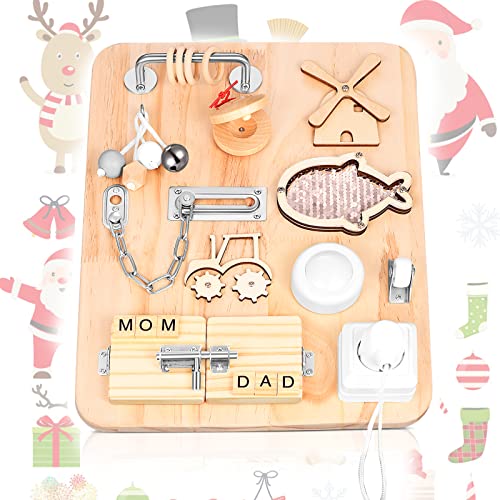 GJCrafts Tablero Ocupado para Niños, Aprender Habilidades motoras Finas y Habilidades básicas para la Vida Juguetes sensoriales de Madera Los Mejores Regalos para niños o niñas Cover