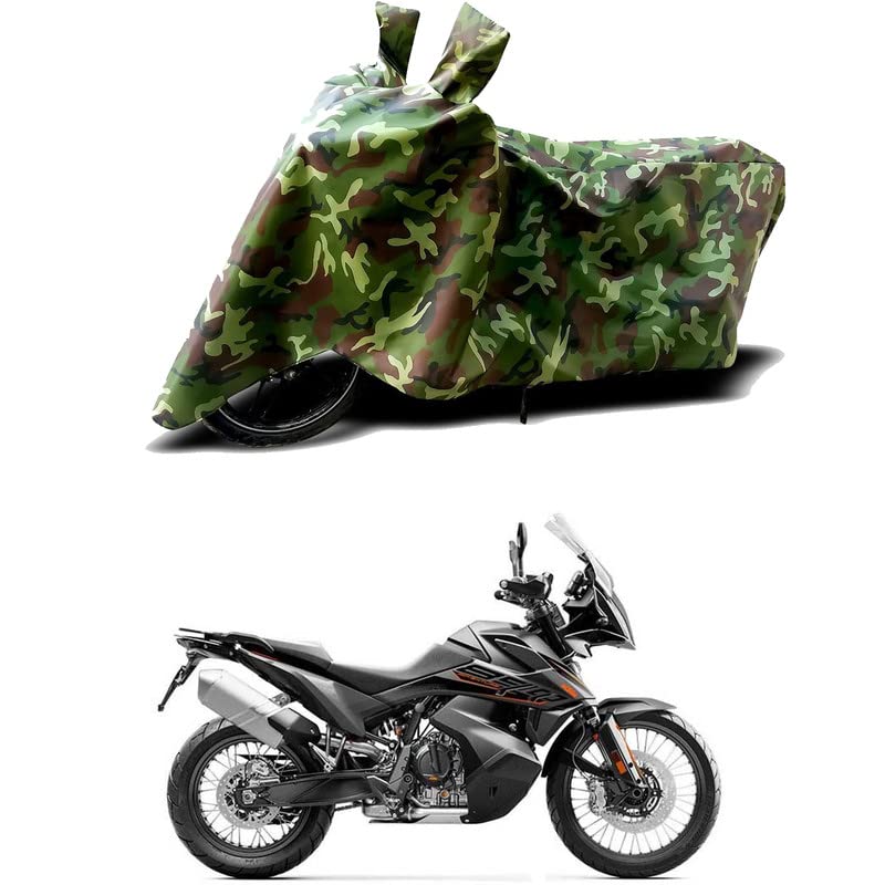 Image of 100% Water Resistant Full Bike Scooty Two Wheeler Body Cover Compatible For KTM 890 Adventure /UV-Rays /Heat Protection /Birds Dropping /Scratchproof /Dust proof /Waterproof /All Varient[Green MJ]