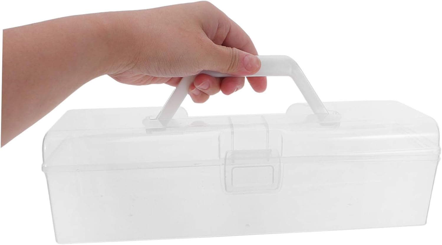2pcs Tool Storage Box with Handle, Large and Small Portable Craft and Painting Brush Organizer for Students and Artists, Stackable Plastic Pen and Pencil Case for Art Supplies