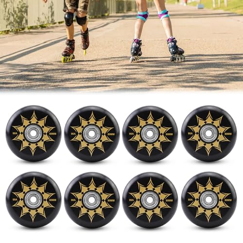 GWAEPU Inliner Rollen 80mm 8-teiliges Set mit ABEC 9 Kugellager, Ersatzrollen für K2 Hudora Apollo Gonex Inlineskates, 82A High Rebound PU Räder für Indoor & Outdoor Training, Schwarz GWAEPU Inliner Rollen 80mm 8-teiliges Set mit ABEC 9 Kugellager, Ersatzrollen für K2 Hudora Apollo Gonex Inlineskates, 82A High Rebound PU Räder für Indoor & Outdoor Training, Schwarz