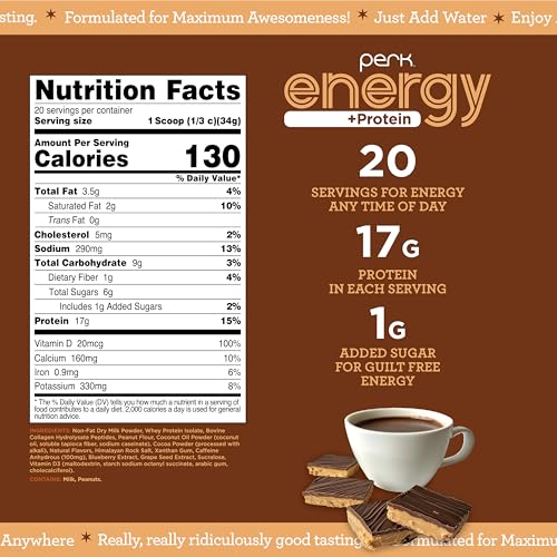 Image of Perk Energy + Extra Protein Powder (Chocolate Peanut Butter) 1.5 LB