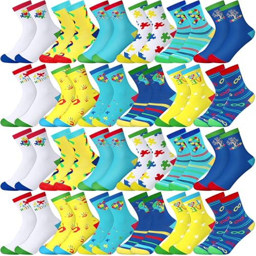Calcetines de autismo con patrón de rompecabezas autistas para regalos al por mayor