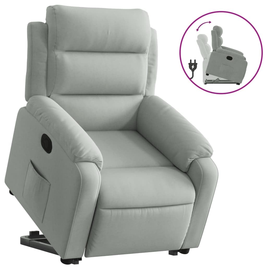 vidaXL Sillón Reclinable Elevable, Silla con Respaldo Reposabrazos, Sillón Orejero Ajustable, Asiento para Personas Mayores, Terciopelo Gris Claro