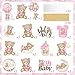 CANDY CHEF 30Pcs Pink Bear Centerpiece Sticks We Can Bearly Wait Baby Shower Decorations Teddy Bear Table Toppers Bear Baby Shower Decorations Bear Centerpieces for Table Girls Baby Shower Supplies