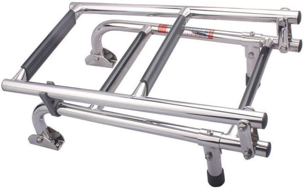 4 Step Folding Boat Ladder, for Marine Boat Yacht, Stainless Steel Pontoon Marine Ladder, 300-lbs Weight Capacity