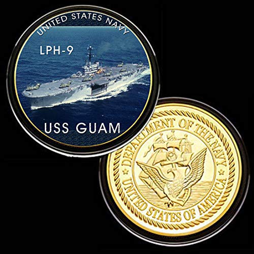 U.S. United States Navy | USS Guam LPH-9 | Gold Plated Challenge Coin