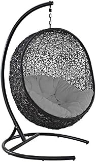 Modway EEI-739-GRY-SET Encase Wicker Rattan Outdoor Patio Porch Lounge Egg, Swing Chair