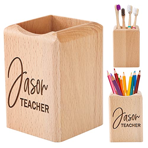 Soporte de madera personalizado para bolígrafo con nombre