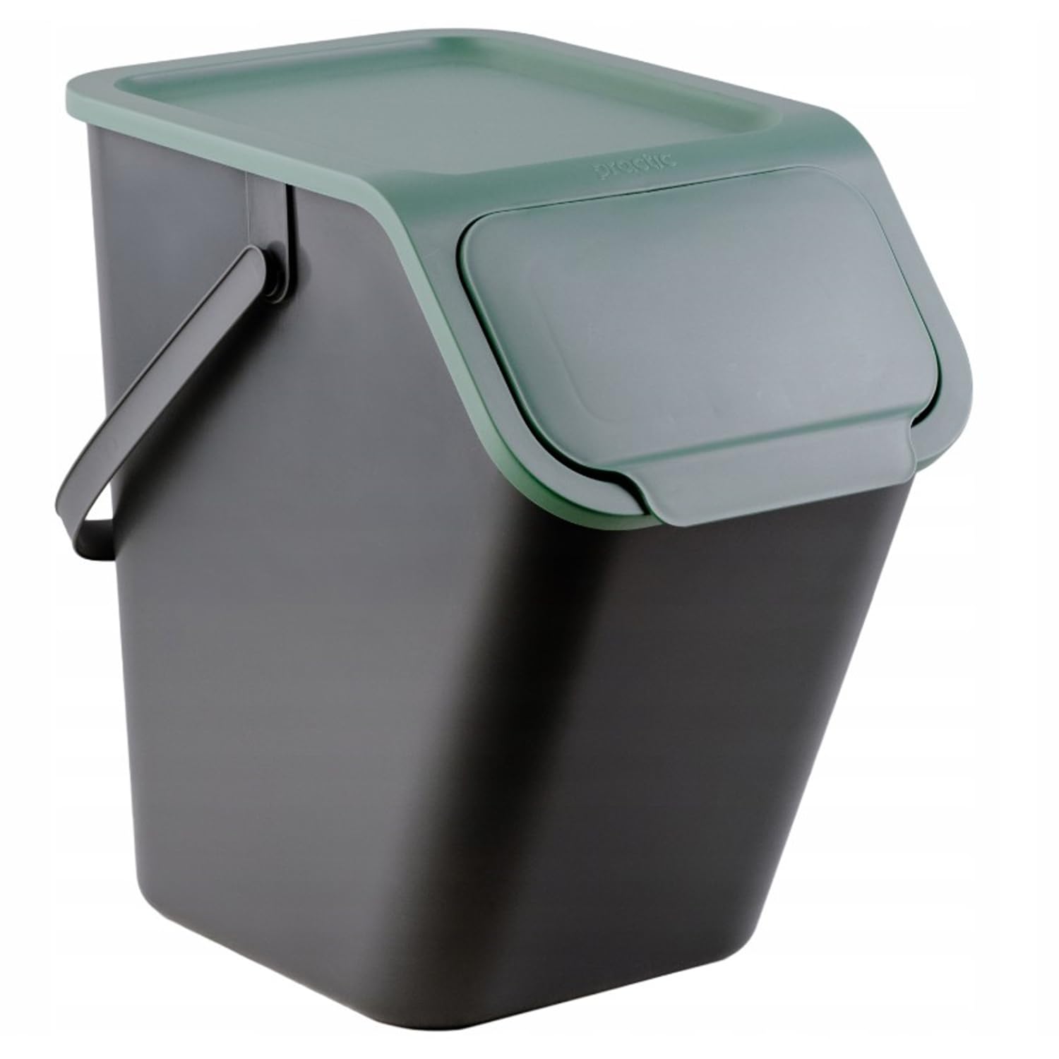 Practic Bini Juego de 3 Cubos de Basura, Cubos Apilables, Tapa con Sistema de Clic, Separación de Residuos de Cocina (3x25L + filtros)