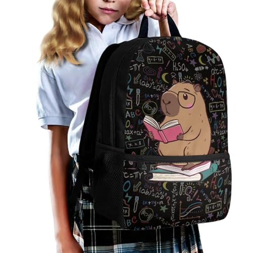 Cartoon Capybara Backpack for Boys Girls 3 Pack School Backpacks Set Reusable Lunch Box Pencil Bag Big Capacity Schoolbag with Side Pocket Adjustable Strap3