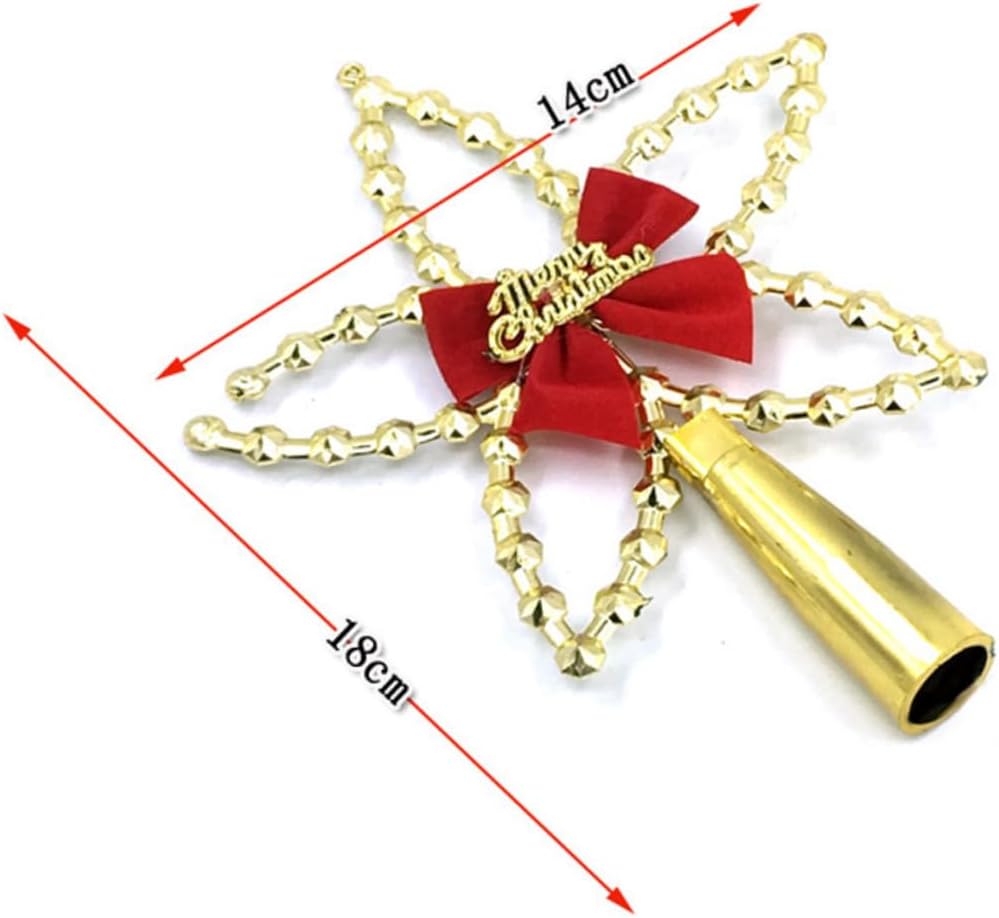 3pcs Star Topper Christmas Tree Decoration -Point Bowknot Ornament for Holiday Home Decor and