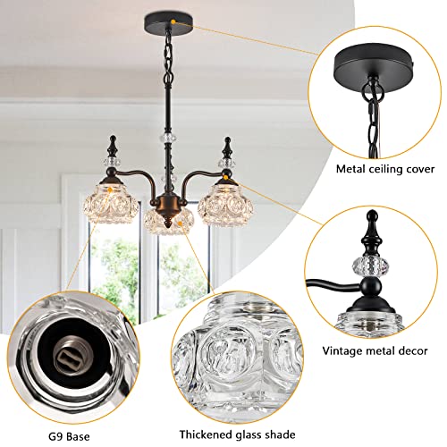 Zilanl Modern 3-Light Chandeliers Black Kitchen Island Pendant Light For Farmhouse Living Room Bedroom Hotel #TOP4