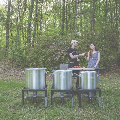 Image of Feasto 100QT Seafood Boil Pot with Basket and Burner for Outdoor Cooking