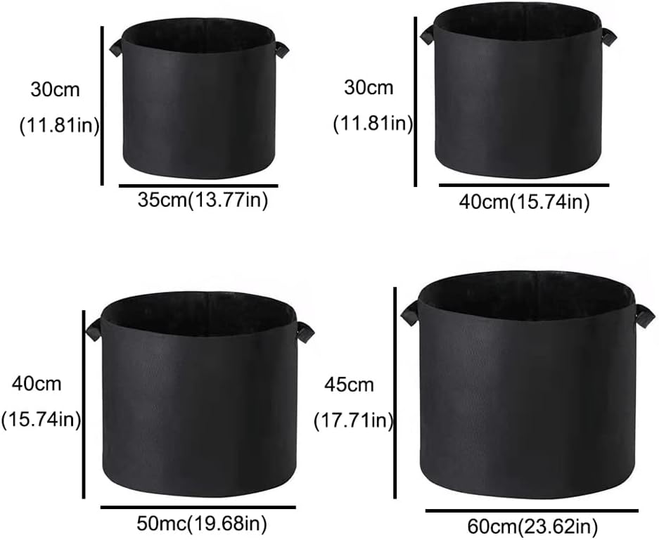 Aeration Fabric Pots Portable Thickened Non-Woven Planting Bag Felt Planting Bucket Planting Bag Gardening Vegetable Seedling Planting Bag 5 Packs Grow Bags (Color : Black, Size : 35cm*30cm) (Black