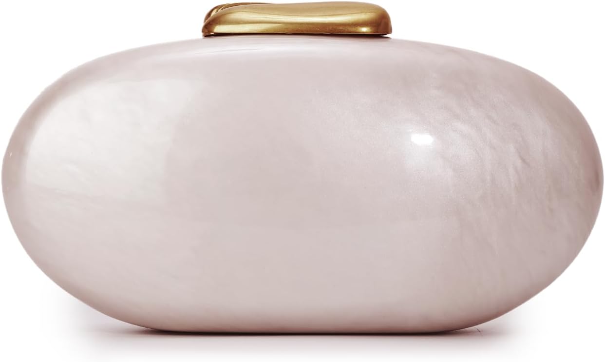 Oweisong Acrylic Evening Clutch for Women Formal Oval Shell Handbag | Marble Seashell Bag, Small Capacity, Chain Shoulder Bag, Formal Evening Bag, Wedding Bride Purse