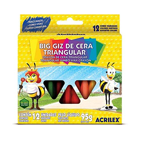KIT 2 UNIDADES GIZ DE CERA BIG TRIANGULAR 12 CORES 95g - ACRILEX