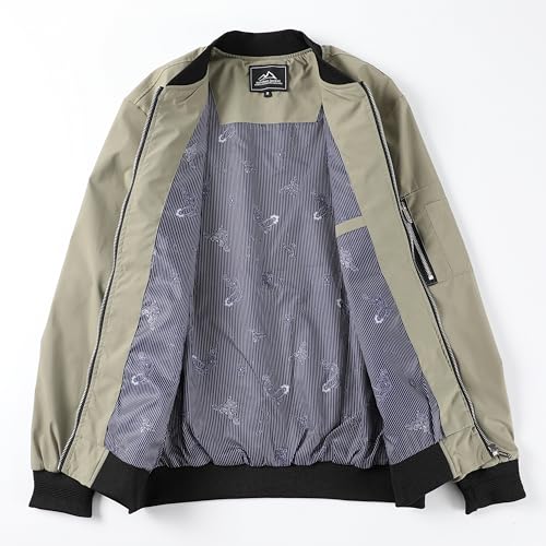 Image of QLZ Men's Bomber Jackets Varsity Flight Jacket For Men Casual Lightweight Windbreaker Windproof Track Puffer Coat