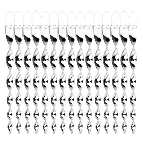 LEMONSTONE 15 spaventapasseri riflettenti, 30 cm, spirale a vento per uccelli, spirale a vento riflettente, per giardino, balcone, respinge gli uccelli per proteggere alberi da frutto, fiori, argento