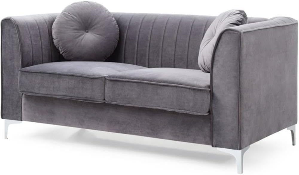 Glory Furniture Delray Velvet Loveseat in Gray