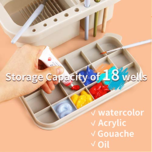 Martol Multi-Use Paint Brush Basin With Brushes Holder,Washer,Trays,Palette Box-Artist Cleaner Cup For Watercolor Oil Acrylic Gouache Painting With Lid #TOP3