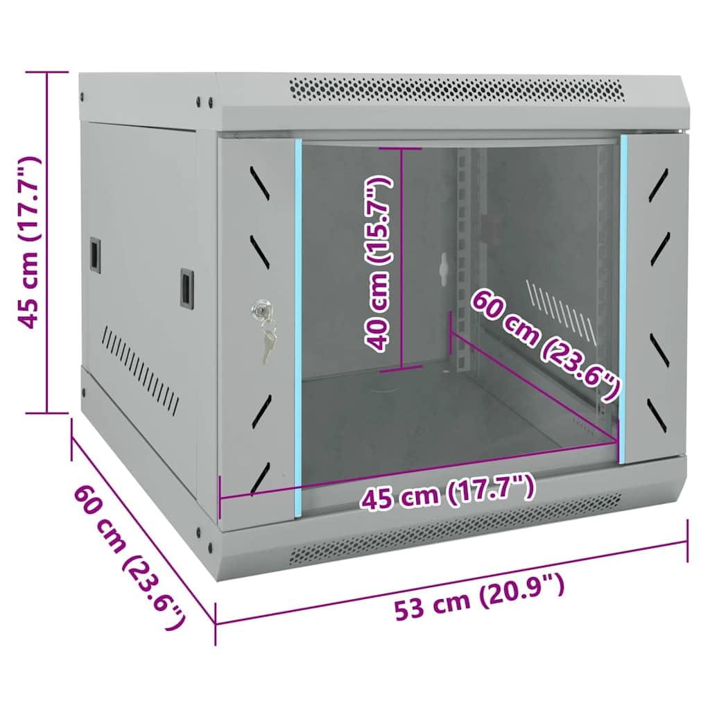 Armario de red de acero con almacenamiento para NAS y servidores domésticos, 53 x 60 x 45 cm, sistema de almacenamiento gris para enrutador LAN Ethernet, copia de seguridad y sincronización