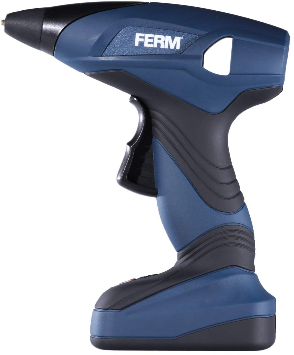 FERM Pistola colla a caldo a batteria 7,2 V 1,5 Ah Ioni di litio. Include 3 stick colla, caricatore e custodia