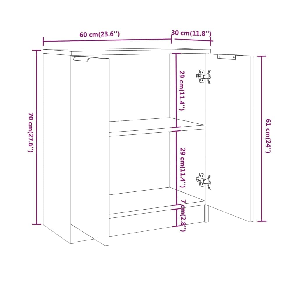 vidaXL Buffet Armoire de Rangement Organisateur de Maison Meuble de Rangement Armoire de Salon Intérieur Blanc 60x30x70 cm Bois d'Ingénierie