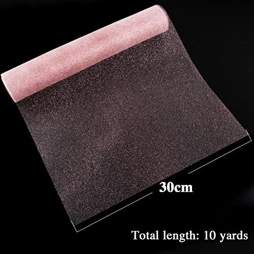11.8 '' x 10Yards Rose Gold Sparkle Tulle Roll Glitter Sequin Tulle Fabric Roll Organza Tulle Roll Glitter Tulle Roll Fabric Ribbon for Gift Wrapping DIY Crafts Wedding Décor Party Banquet Decoration