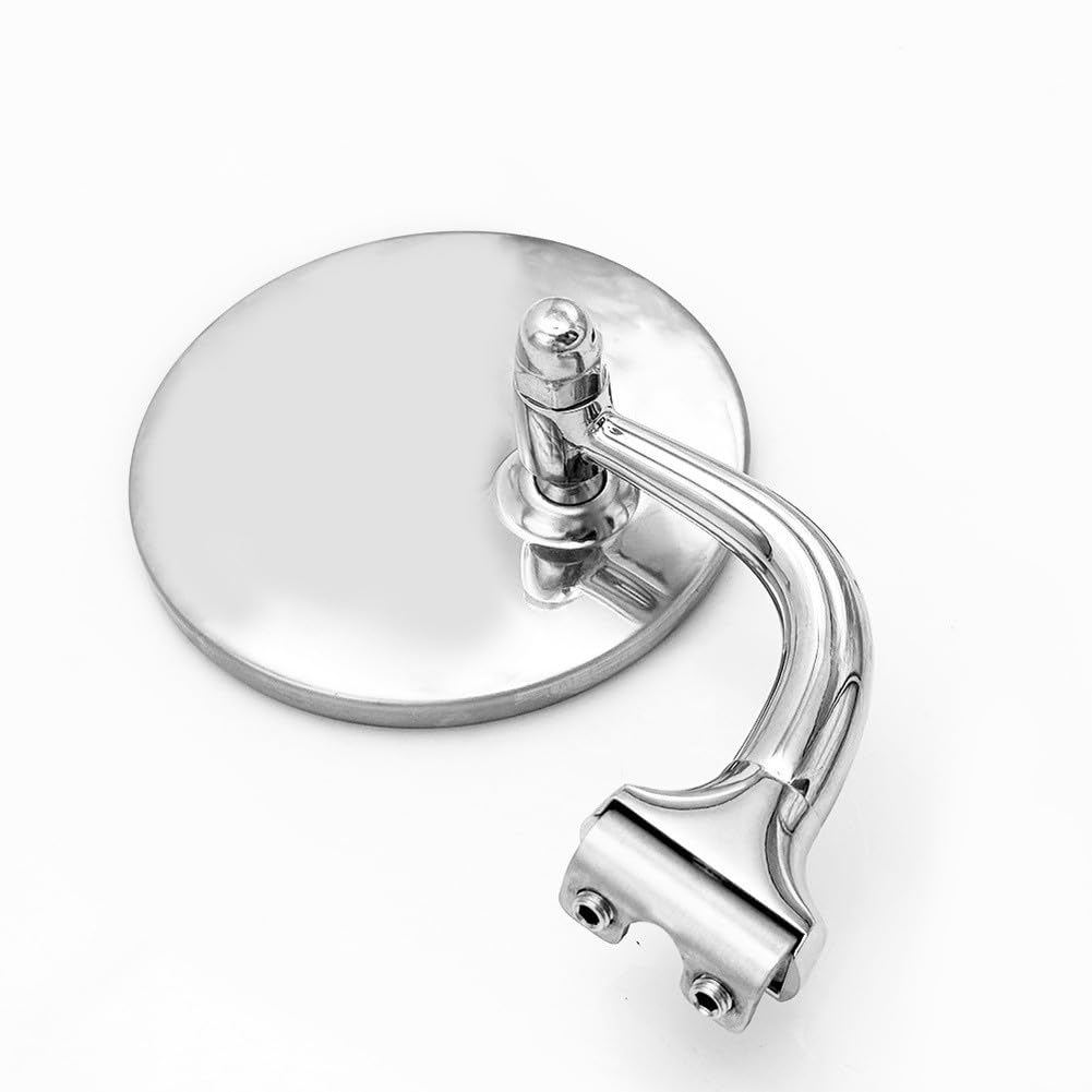 Specchietto retrovisore classico vintage per auto, argento, rotondo, in acciaio inox, retrò, stile auto