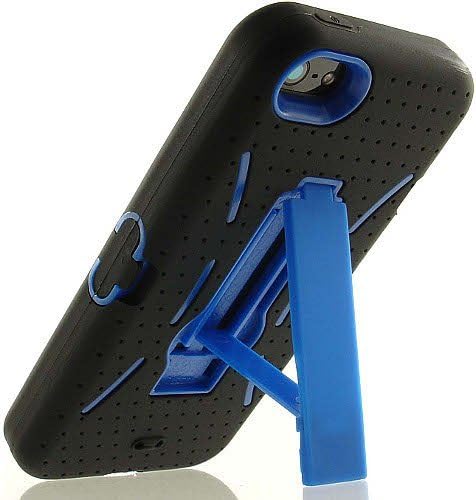 Aimo Wireless IPH5PCMX002S Guerilla Armor Hybrid Case with Kickstand for iPhone 5 - Retail Packaging - Black/Blue
