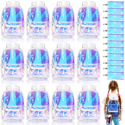 Cholemy 12 Set Bulk Clear Backpack with Pencil Pouch,15.75