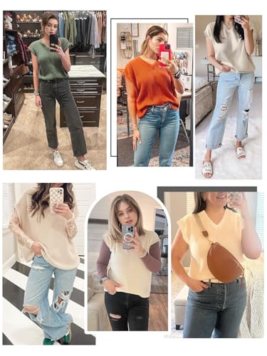 Womens Fall Clothes Winter Tops Fashion 2025 Sweater Vest Women Knit V Neck Cap Sleeve Summer Business Casual Outfits3