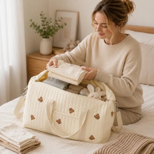 Bolsa de hospital para bebé de algodón ligero, mochila cambiadora para paseos cómodos con mamá 6