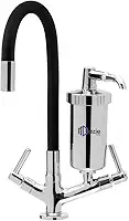 Torneira Com Filtro Pro Saúde Gourmet Emborrachada Preta Bancada Mesa 1/4 de Volta Flexível Giratório