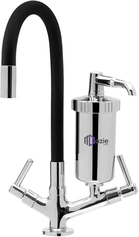 Torneira Com Filtro Pro Saúde Gourmet Emborrachada Preta Bancada Mesa 1/4 de Volta Flexível Giratório