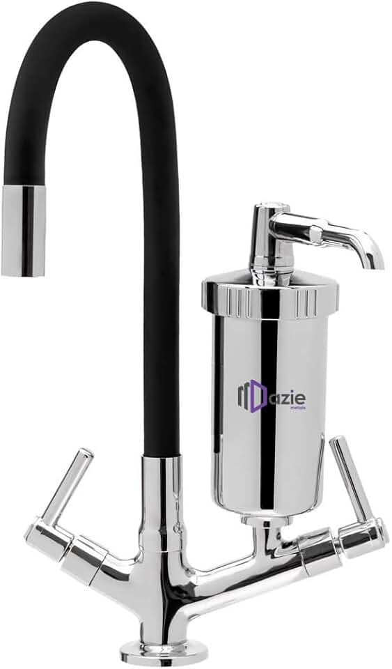 Torneira Com Filtro Pro Saúde Gourmet Emborrachada Preta Bancada Mesa 1/4 de Volta Flexível Giratório